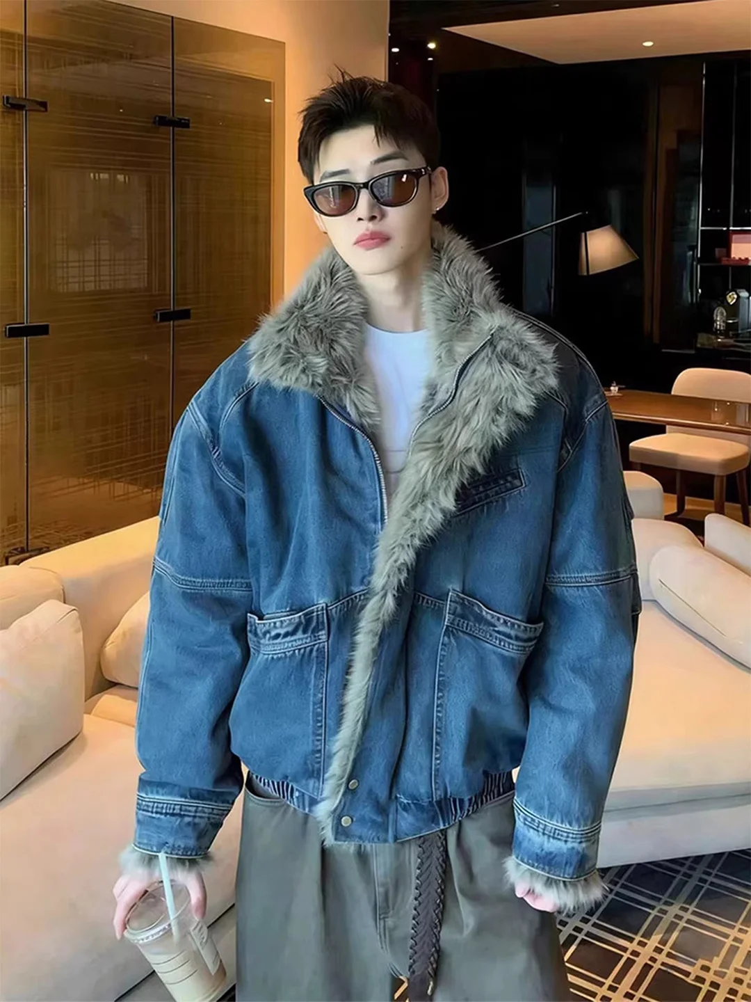 Retro American Denim Cotton Jaet Men's Cleanfit ort Thi Warm Winter Workwear Outerwear Casual Loose Fit Zipper Closure
Retro American Denim Cotton Jaet Men's Cleanfit ort Thi Warm Winter Workwear Outerwear Casual Loose Fit Zipper Closure