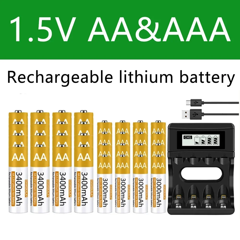 100% Original AA/AAA Battery 1.5V Rechargeable Polymer Lithium-ion Battery 1.5V AA/AAA Battery with USB charger
100% Original AA/AAA Battery 1.5V Rechargeable Polymer Lithium-ion Battery 1.5V AA/AAA Battery with USB charger