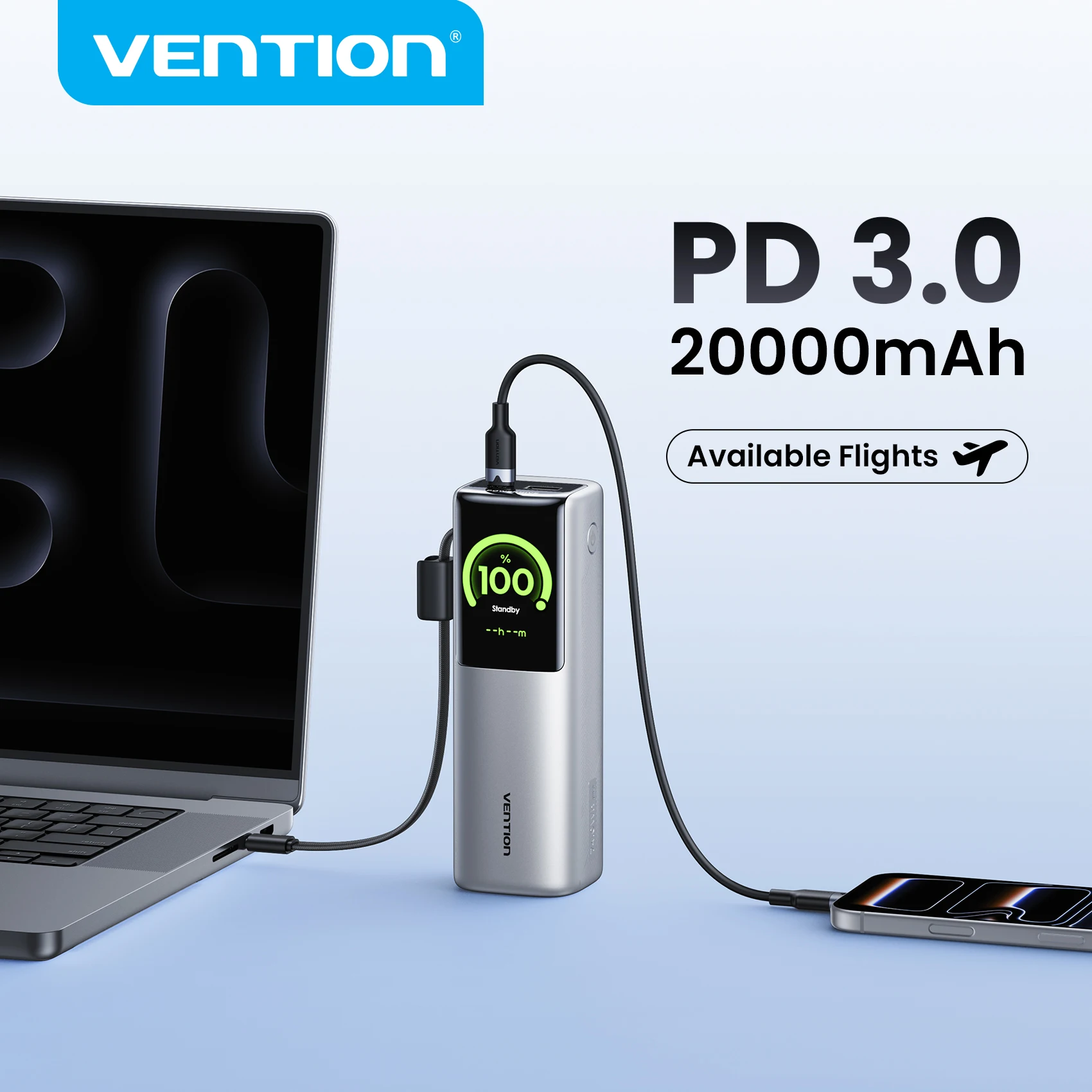 Vention CCC 20000mAh 165w Powerbank PD Fast Charge Portable 3C Certified Power Bank for Laptop MacBook External Battery Charger
Vention CCC 20000mAh 165w Powerbank PD Fast Charge Portable 3C Certified Power Bank for Laptop MacBook External Battery Charger