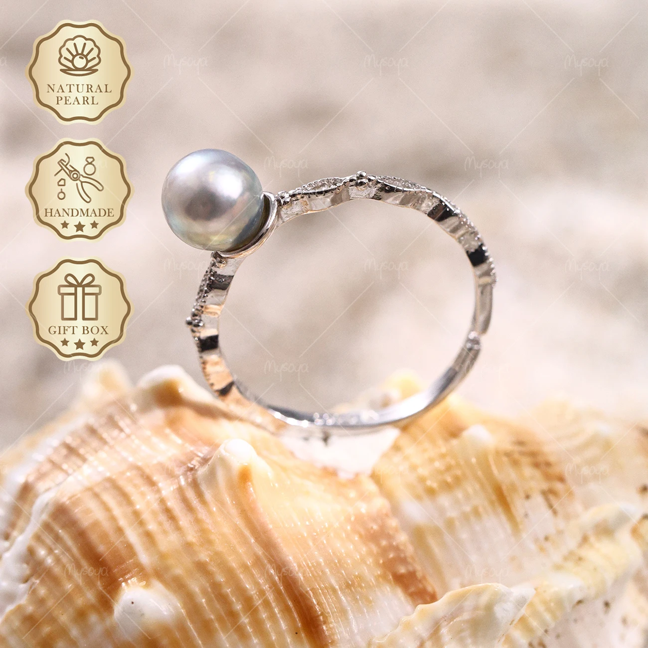 MYSOYA Blue Gray Baroque Akoya Pearl Open Ring 5.5-6mm Lace Ring, Gift Box, Anniversary Gift S314
MYSOYA Blue Gray Baroque Akoya Pearl Open Ring 5.5-6mm Lace Ring, Gift Box, Anniversary Gift S314