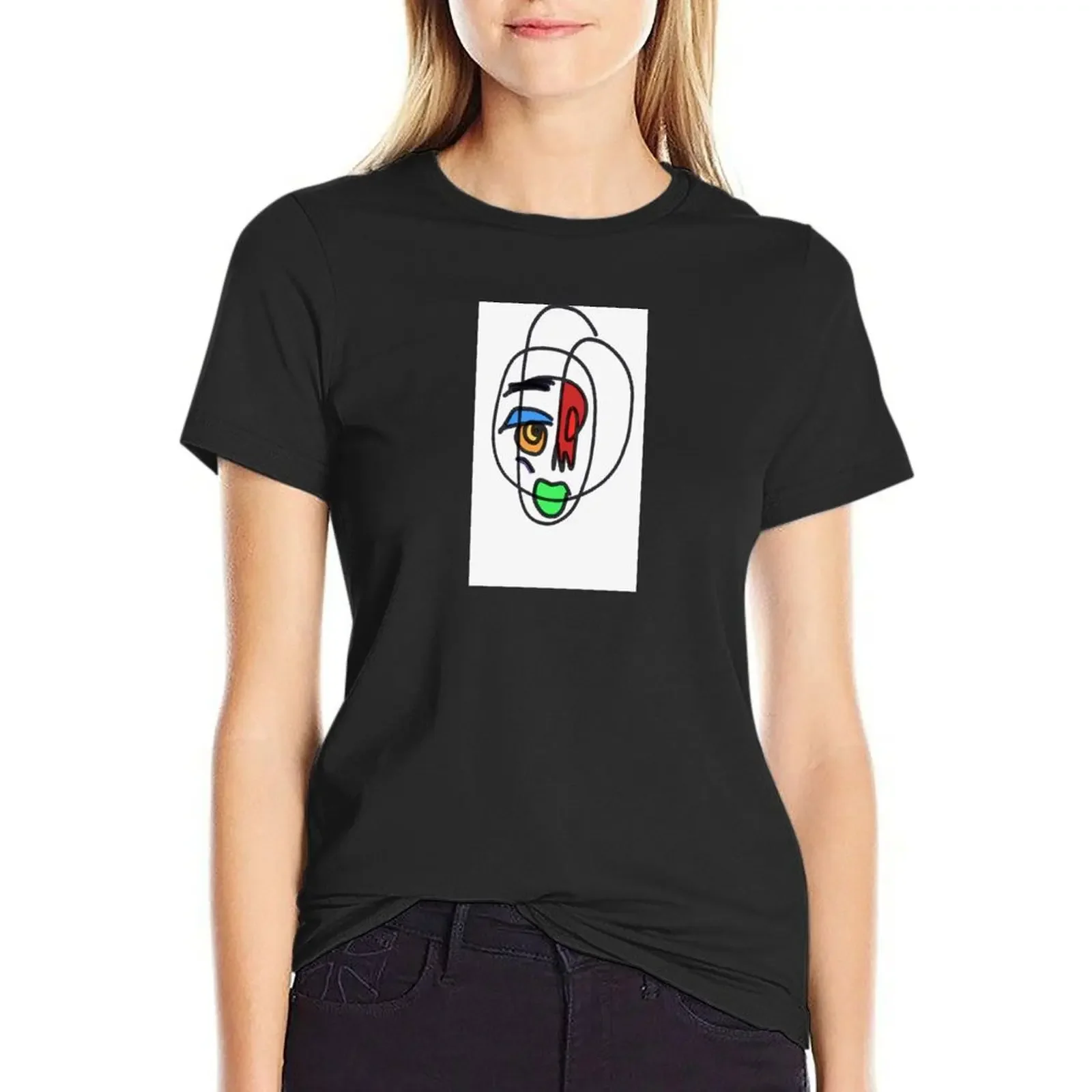 Chromatic One Line Abstract Portrait T-Shirt blacks Female clothing oversized sports fans tight shirts for Women
Chromatic One Line Abstract Portrait T-Shirt blacks Female clothing oversized sports fans tight shirts for Women