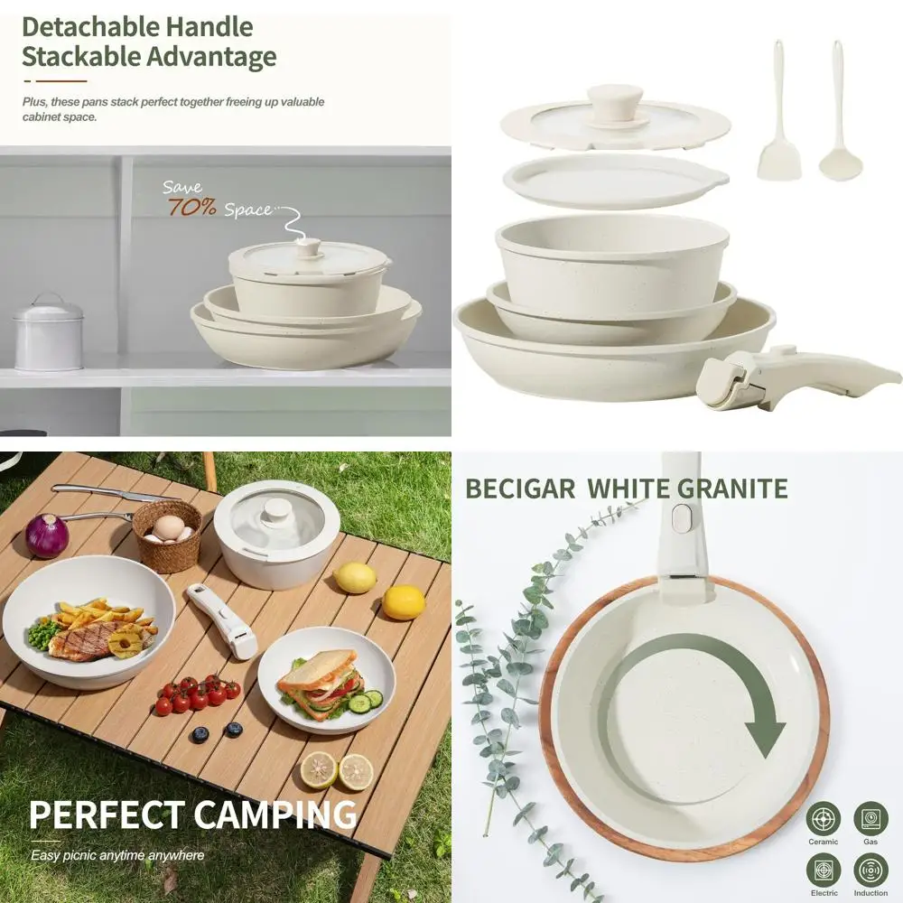 8-Piece Nonstick Detachable Handle Cookware Set, Induction Compatible, Oven Safe, Stackable Pots and Pans
8-Piece Nonstick Detachable Handle Cookware Set, Induction Compatible, Oven Safe, Stackable Pots and Pans