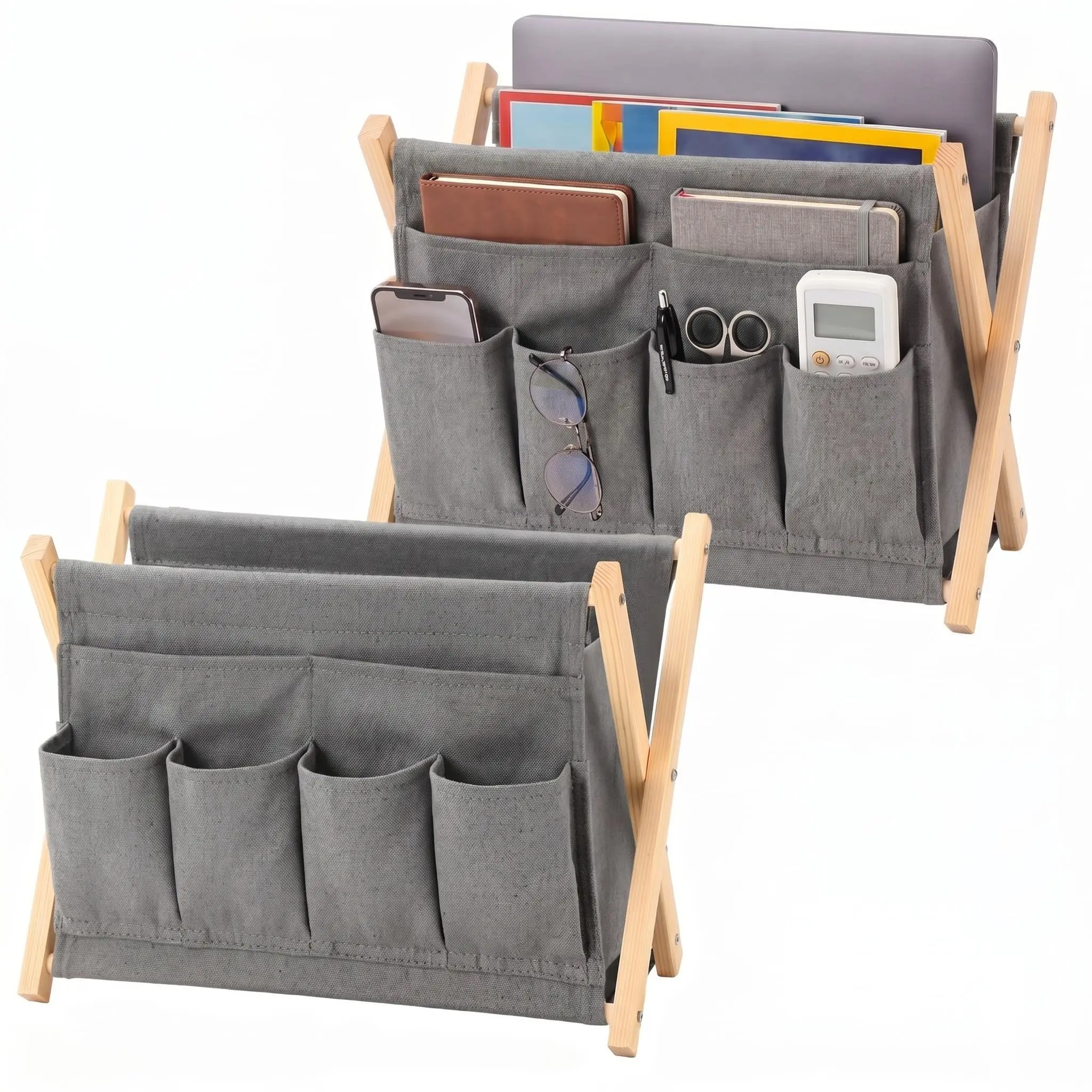 2-Pack Collapsible Fabric Magazine Organizer With Wooden Frame, 6 Pockets, 14x10.4 Inches For Books, Tablets, Remotes And
2-Pack Collapsible Fabric Magazine Organizer With Wooden Frame, 6 Pockets, 14x10.4 Inches For Books, Tablets, Remotes And