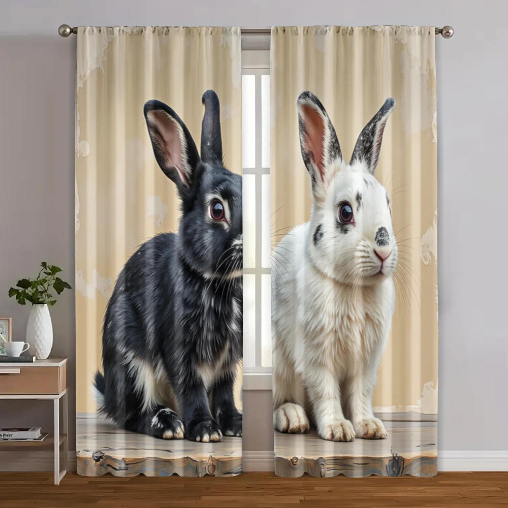 2pcs, Pattern Curtains 2D print Vintage Black & White Bunnies Machine Washable (without rod) Decorations For Home Use for Study,
2pcs, Pattern Curtains 2D print Vintage Black & White Bunnies Machine Washable (without rod) Decorations For Home Use for Study,