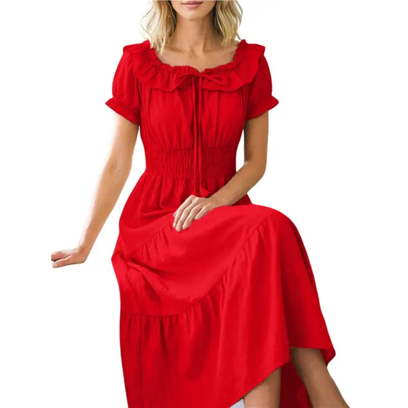 NEW-Renaissance Medieval Women Dress Solid Color Ruffle Trim Tie Strapless Puff Sleeve Swing Dress
NEW-Renaissance Medieval Women Dress Solid Color Ruffle Trim Tie Strapless Puff Sleeve Swing Dress