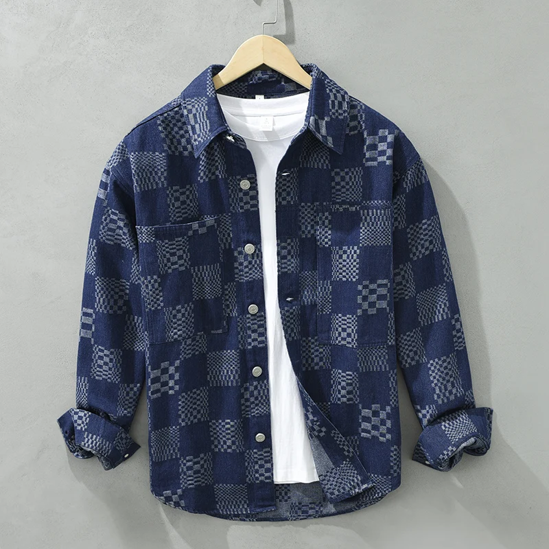Autumn New Denim Shirt for Men Cotton Vintage Soft and Loose Plaid Color Matching Shirts Coat
Autumn New Denim Shirt for Men Cotton Vintage Soft and Loose Plaid Color Matching Shirts Coat