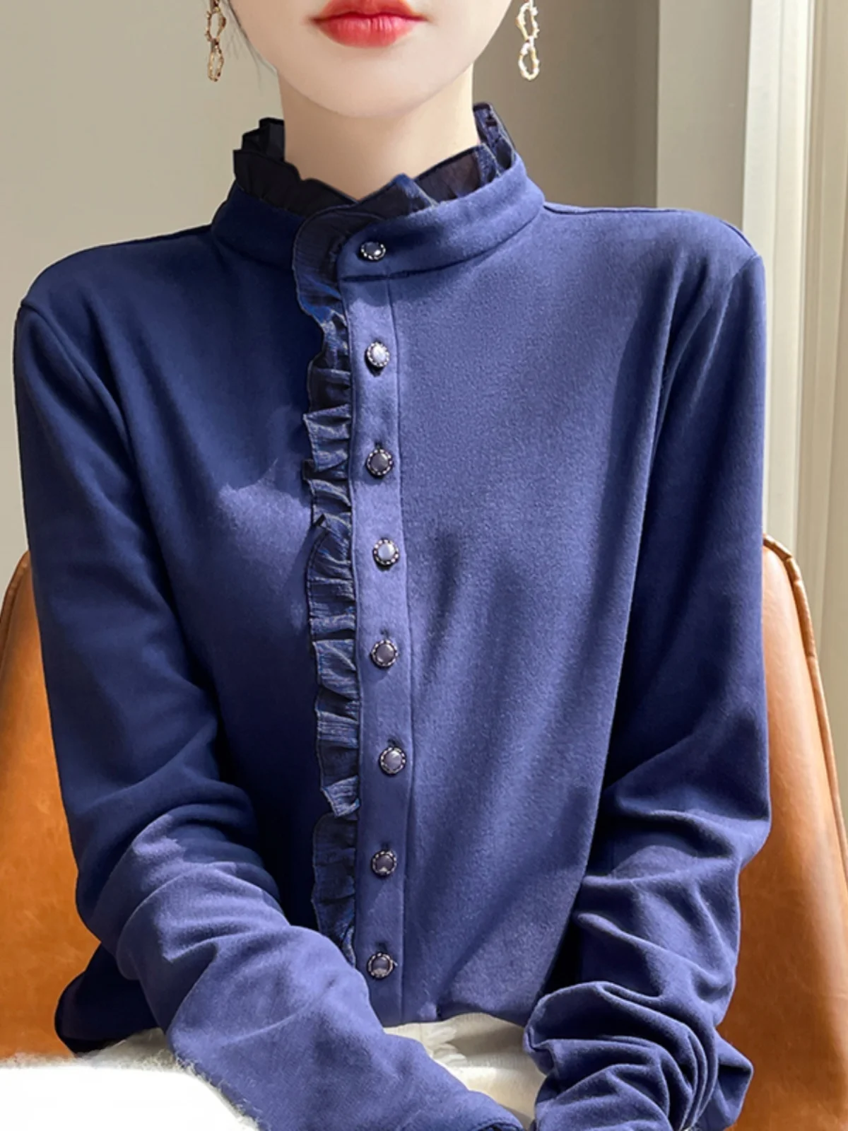 Fall 2026 Luxury Feel Ladylike Shirt Women's Thickened Velvet Base Layer Top with Lace Collar Korean Style Long Sleeve Knitte...
Fall 2026 Luxury Feel Ladylike Shirt Women's Thickened Velvet Base Layer Top with Lace Collar Korean Style Long Sleeve Knitte...