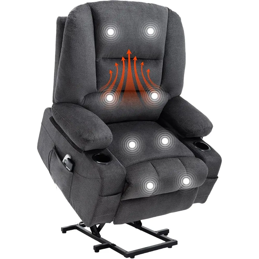 Electric Recliner Chair with Cup Holder, USB Port, Fabric Power Lift, Heat and Massage, Ideal for Seniors in Grey
Electric Recliner Chair with Cup Holder, USB Port, Fabric Power Lift, Heat and Massage, Ideal for Seniors in Grey