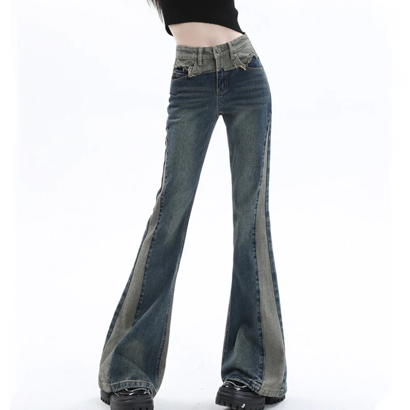 American Vintage Blue Spliced Flared Denim Pants Niche Stylish Raw Edge High Waist Slim Jean Trousers Summer All-Match Trousers
American Vintage Blue Spliced Flared Denim Pants Niche Stylish Raw Edge High Waist Slim Jean Trousers Summer All-Match Trousers