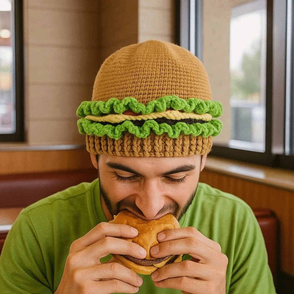Stretchy Creative Knitted Hamburger Hat Playful Thick Hamburger Pullover Cap Warm Handmade Funny Hamburger Beanie Skiing
Stretchy Creative Knitted Hamburger Hat Playful Thick Hamburger Pullover Cap Warm Handmade Funny Hamburger Beanie Skiing