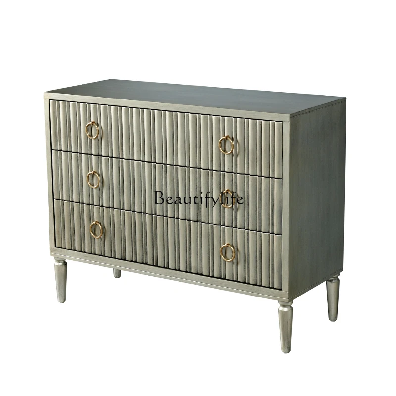 American retro old champagne silver engraved decorative cabinet light luxury drawer storage cabinet
American retro old champagne silver engraved decorative cabinet light luxury drawer storage cabinet