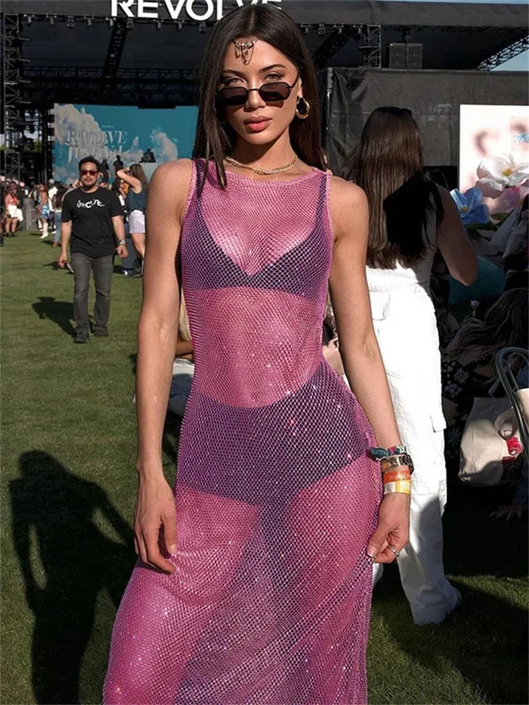 Summer Sexy Hollow Out Maxi Dress Female See-Through Patchwork Sleeveless Beach Holiday Y2k Dress Women High Waist Dress
Summer Sexy Hollow Out Maxi Dress Female See-Through Patchwork Sleeveless Beach Holiday Y2k Dress Women High Waist Dress