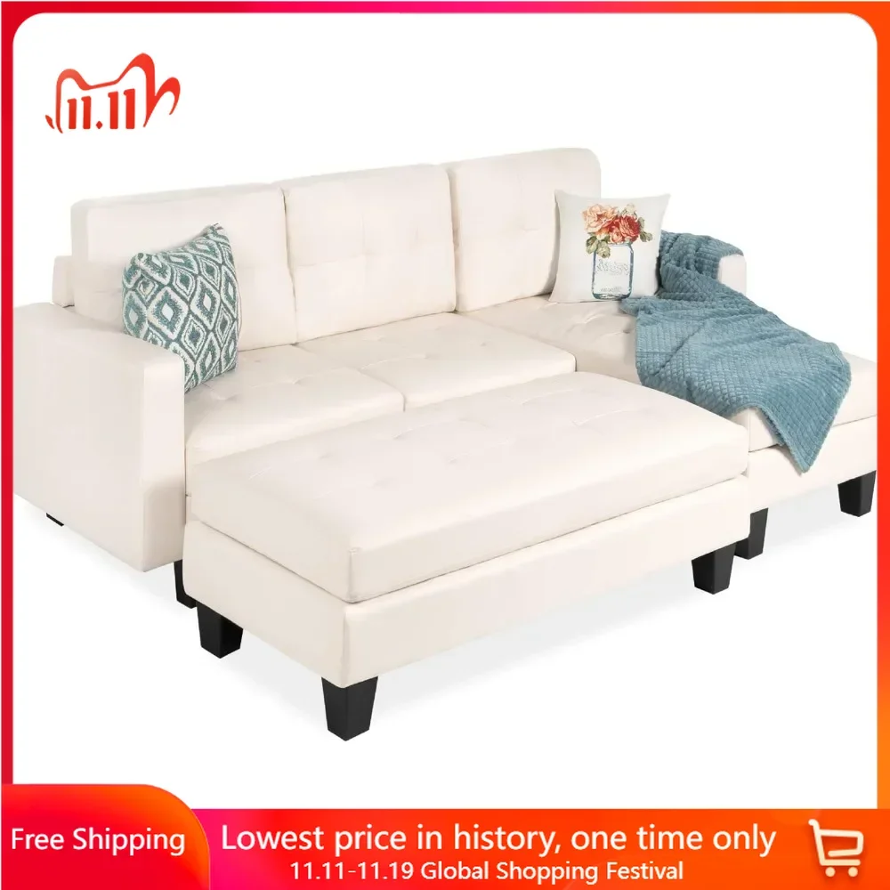 Sectional Sofa Couch Set with Chaise Lounge and Ottoman Coffee Table Tufted Faux Leather 3-Seat L-Shape Sofa
Sectional Sofa Couch Set with Chaise Lounge and Ottoman Coffee Table Tufted Faux Leather 3-Seat L-Shape Sofa