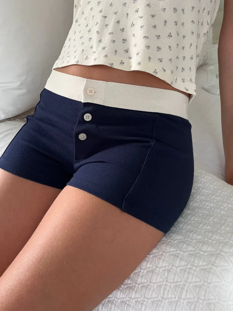 American Three Buttons Slim Home Shorts Summer Fashion Patchwork Elastic Waist Yoga Short Pant Cotton Cute Straight Shorts New
American Three Buttons Slim Home Shorts Summer Fashion Patchwork Elastic Waist Yoga Short Pant Cotton Cute Straight Shorts New
