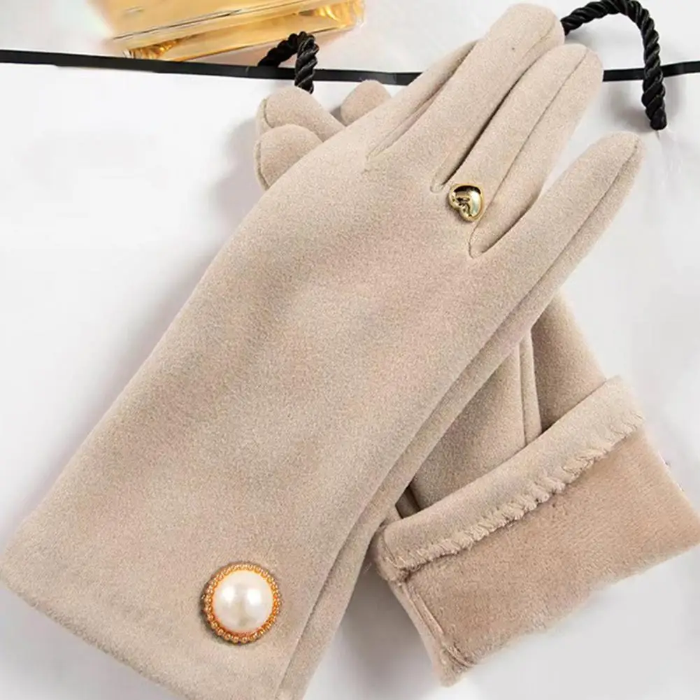 Warm Gloves Women Gloves Elegant Faux Pearl Button Windproof Women's Winter Gloves for Motorcycle Riding Cycling Touchscreen
Warm Gloves Women Gloves Elegant Faux Pearl Button Windproof Women's Winter Gloves for Motorcycle Riding Cycling Touchscreen
