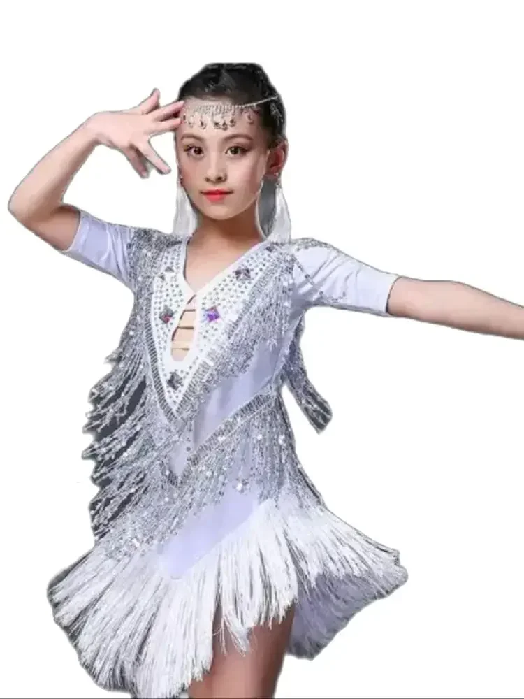 1pcs/lot children latin dress girl sequin tassel latin dress girl dancing costumes
1pcs/lot children latin dress girl sequin tassel latin dress girl dancing costumes