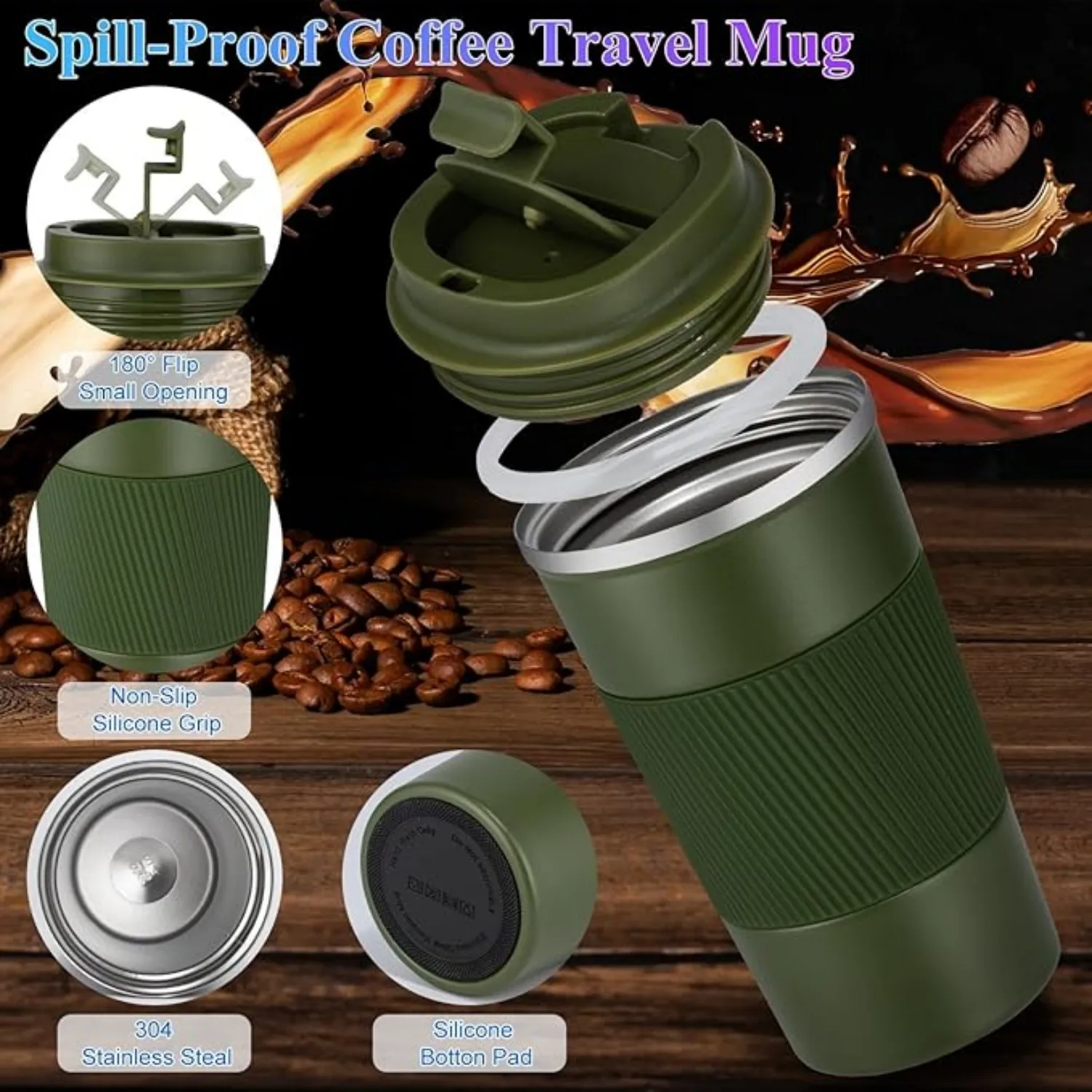 Garrafa Termica 510ml Coffee Cup, Stainless Steel Double Wall Mug, Leakproof Non-slip Insulated Bottle for Travel & Car
Garrafa Termica 510ml Coffee Cup, Stainless Steel Double Wall Mug, Leakproof Non-slip Insulated Bottle for Travel & Car