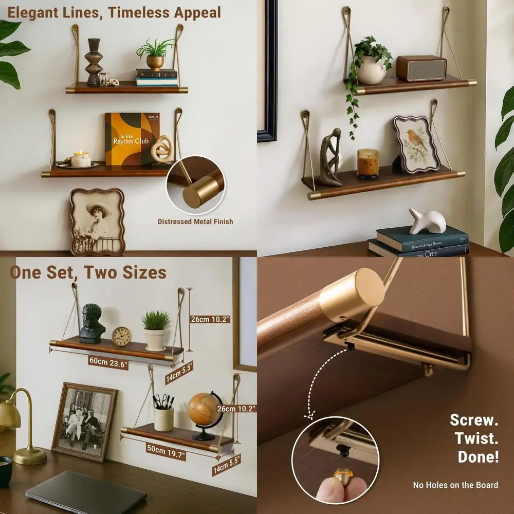 Walnut Floating Shelves - Wall Mounted Solid Wood Rustic Decor for Living Room, Bedroom, Coffee Bar, Bathroom Display
Walnut Floating Shelves - Wall Mounted Solid Wood Rustic Decor for Living Room, Bedroom, Coffee Bar, Bathroom Display