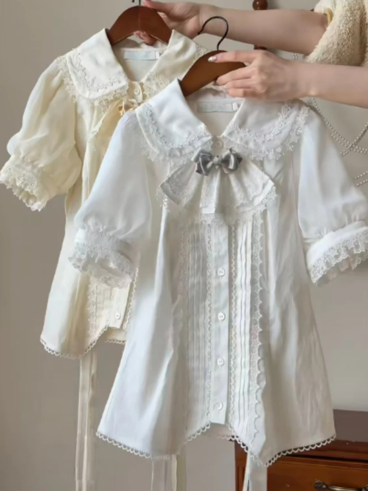 Harajuku Y2K Lolita Blouse Women Lace Bow Decor Short Sleeve Button Shirt Sweet Japanese Subcultural Daily Streetwear Tops
Harajuku Y2K Lolita Blouse Women Lace Bow Decor Short Sleeve Button Shirt Sweet Japanese Subcultural Daily Streetwear Tops