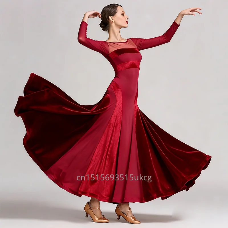 Velvet Long-sleeved Modern Dance Dress Female National Standard Dance Dress Practice Clothing Ballroom Dance Costumes for Women
Velvet Long-sleeved Modern Dance Dress Female National Standard Dance Dress Practice Clothing Ballroom Dance Costumes for Women