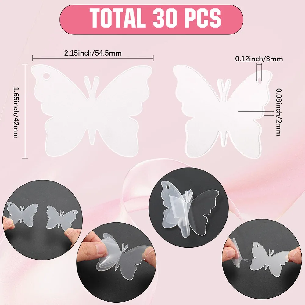 30Pcs Transparent Acrylic Pendants Butterfly 42x54.5x2mm Hole: 3mm
30Pcs Transparent Acrylic Pendants Butterfly 42x54.5x2mm Hole: 3mm