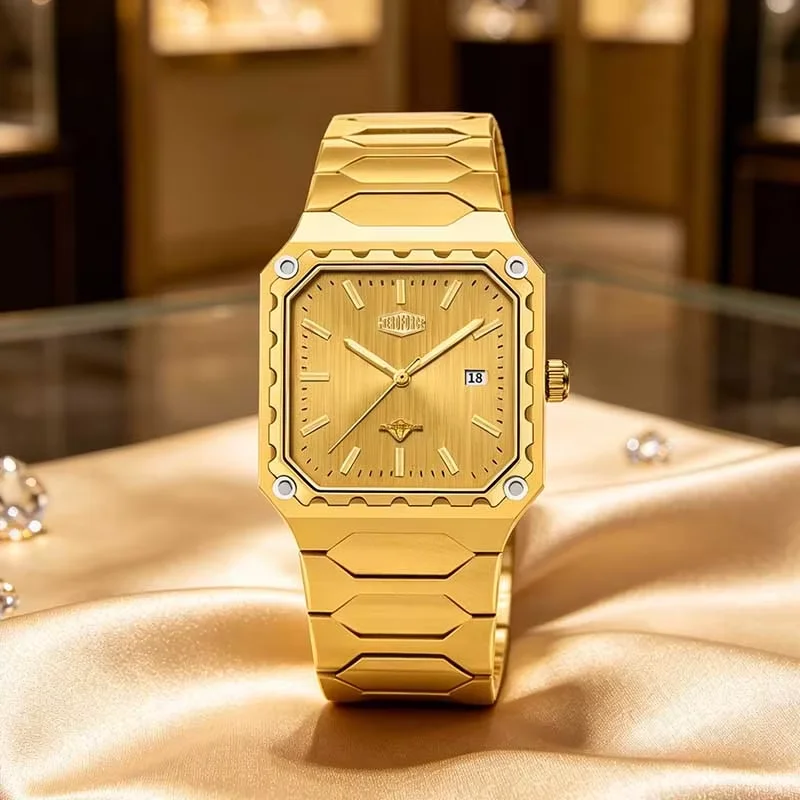 New HEROFORCE Casual Fashionable Quartz Watch Women Waterproof Luminous Calendar Business Women Noble Gold Simple Square Watch
New HEROFORCE Casual Fashionable Quartz Watch Women Waterproof Luminous Calendar Business Women Noble Gold Simple Square Watch