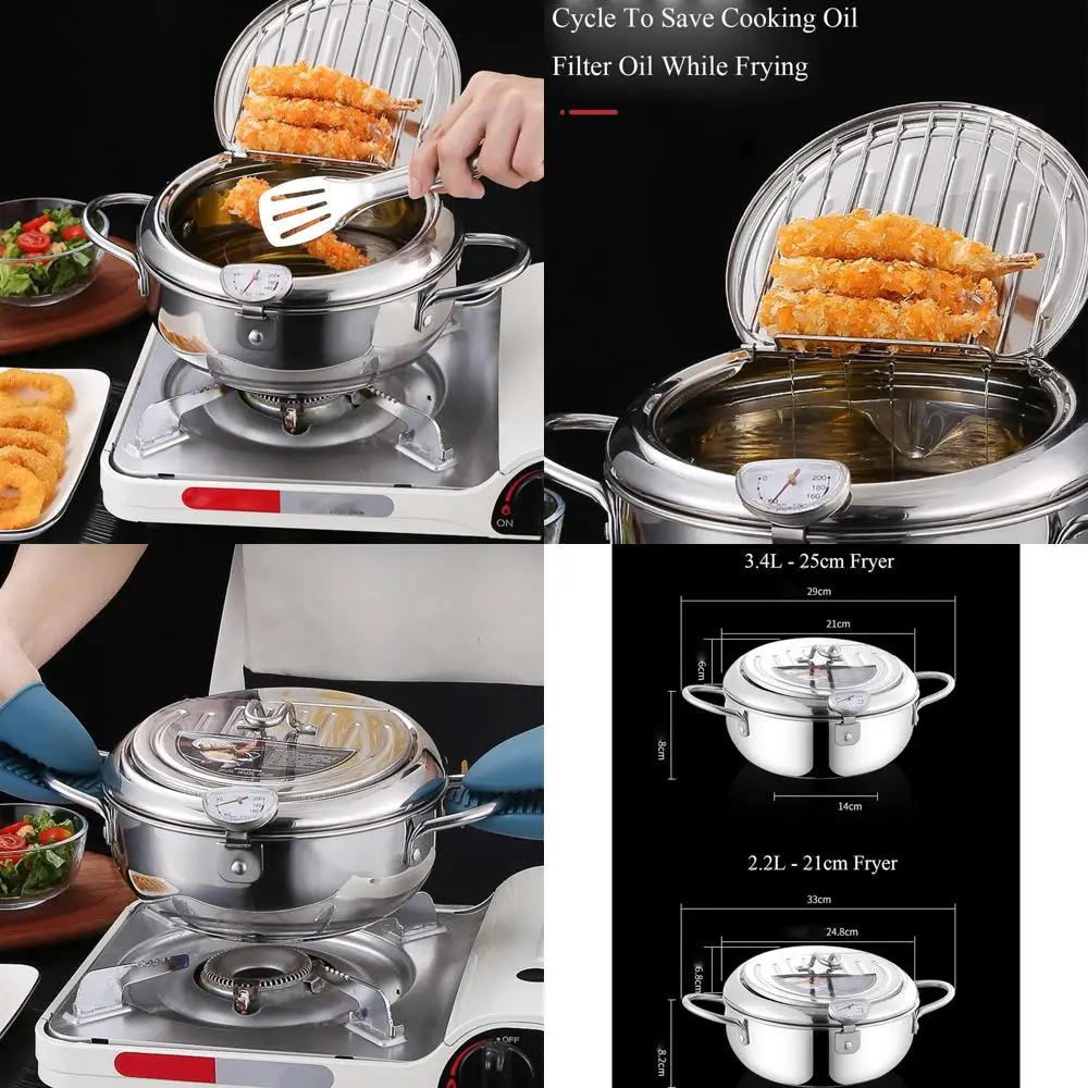 3.4L Stainless Steel Japanese Tempura Fryer with Lid, Temperature Control and Oil Drainer for Crispy Dishes
3.4L Stainless Steel Japanese Tempura Fryer with Lid, Temperature Control and Oil Drainer for Crispy Dishes