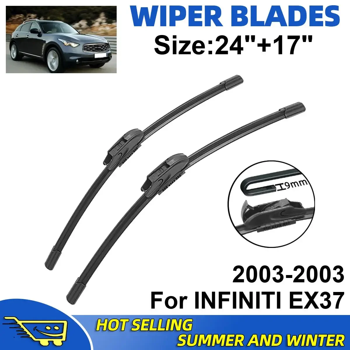 2PCS Wiper Blades Set Kit For INFINITI EX37 2003-2003 Front Windshield Brushes Windscreen Window Accessories
2PCS Wiper Blades Set Kit For INFINITI EX37 2003-2003 Front Windshield Brushes Windscreen Window Accessories
