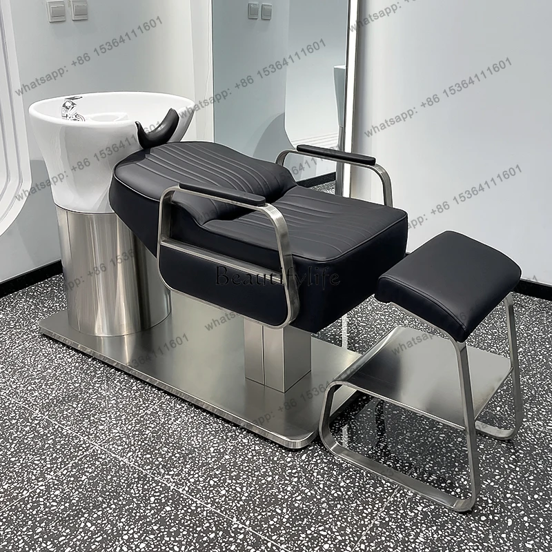 D30Light luxury fashion barber shop shampoo bed semi-reclining stainless steel flushing bed ceramic basin
D30Light luxury fashion barber shop shampoo bed semi-reclining stainless steel flushing bed ceramic basin