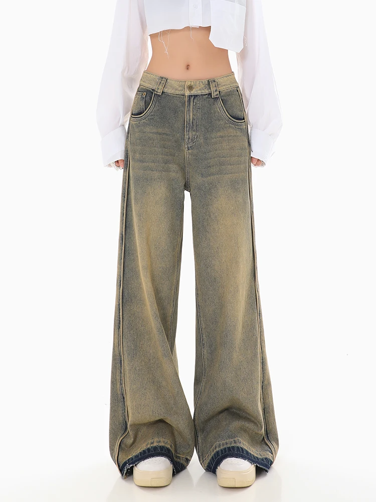 American Retro Straight Jeans for Women Solid Color Street Style High Waist Casual Fashion Trendy Wide Leg Pants
American Retro Straight Jeans for Women Solid Color Street Style High Waist Casual Fashion Trendy Wide Leg Pants