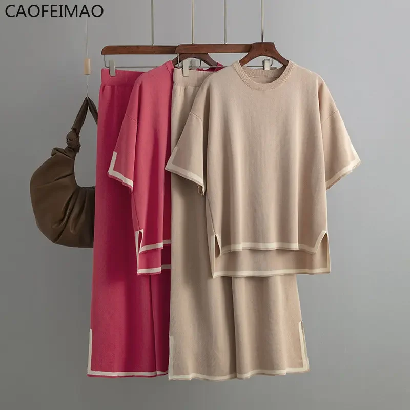 Women Knitted Sweater Two Pieces Sets Spring Summer O-Neck Loose Pullovers Sweater Tops & Wide-Leg Pants Knitwear 2pcs Suits
Women Knitted Sweater Two Pieces Sets Spring Summer O-Neck Loose Pullovers Sweater Tops & Wide-Leg Pants Knitwear 2pcs Suits