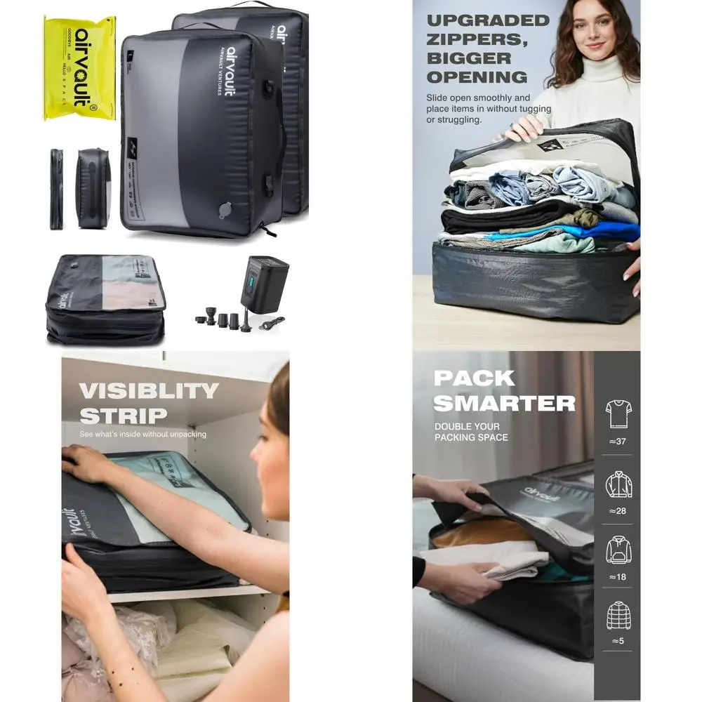 Многоразовые вакуумные компрессионные дорожные сумки, для ручной клади, чемоданов и рюкзаков, водонепроницаемые, экономящие место, из переработанных материалов (41 л, серые, 2 шт.)
Многоразовые вакуумные компрессионные дорожные сумки, для ручной клади, чемоданов и рюкзаков, водонепроницаемые, экономящие место, из переработанных материалов (41 л, серые, 2 шт.)