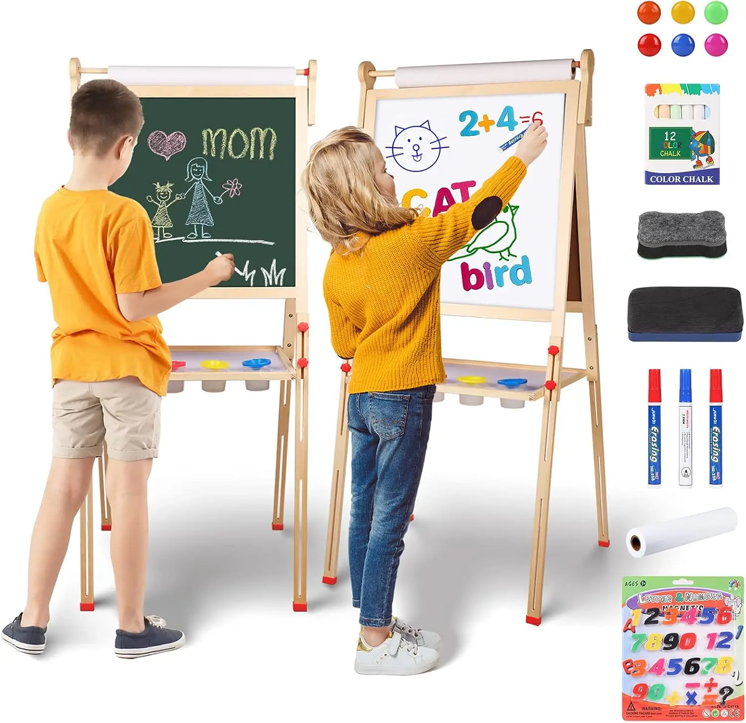 Детский деревянный мольберт с регулируемой высотой, двусторонняя магнитная доска и доска, рулон бумаги для творческих игр
Детский деревянный мольберт с регулируемой высотой, двусторонняя магнитная доска и доска, рулон бумаги для творческих игр