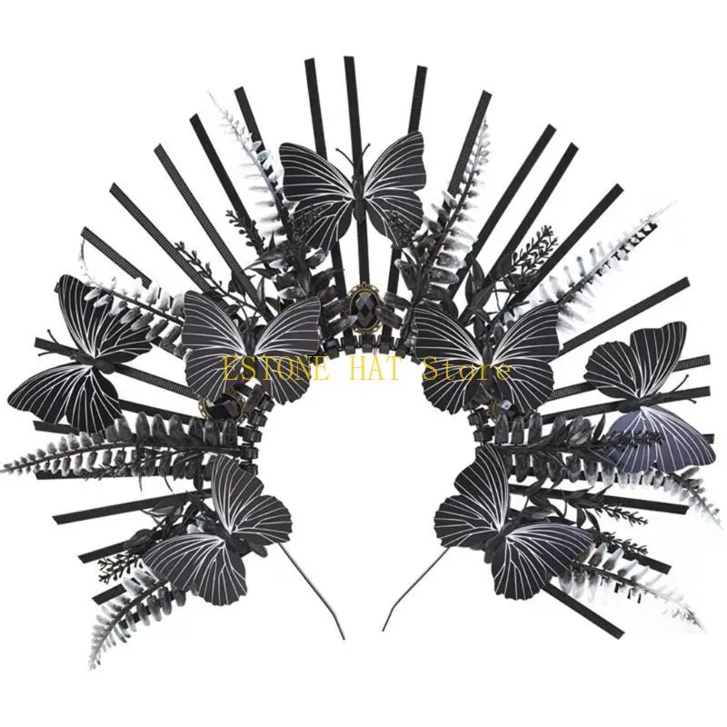 49MF Spiked Crown Headpiece Mary HaloCrown Butterfly Headband Headpiece
49MF Spiked Crown Headpiece Mary HaloCrown Butterfly Headband Headpiece