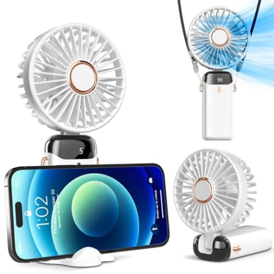 Portable Handheld Fan, Battery Operated Fan with Base, 8 Hours, Digital Display, 5 Speeds, 90° Ajustable, Rechargeable Mini Fan
Portable Handheld Fan, Battery Operated Fan with Base, 8 Hours, Digital Display, 5 Speeds, 90° Ajustable, Rechargeable Mini Fan