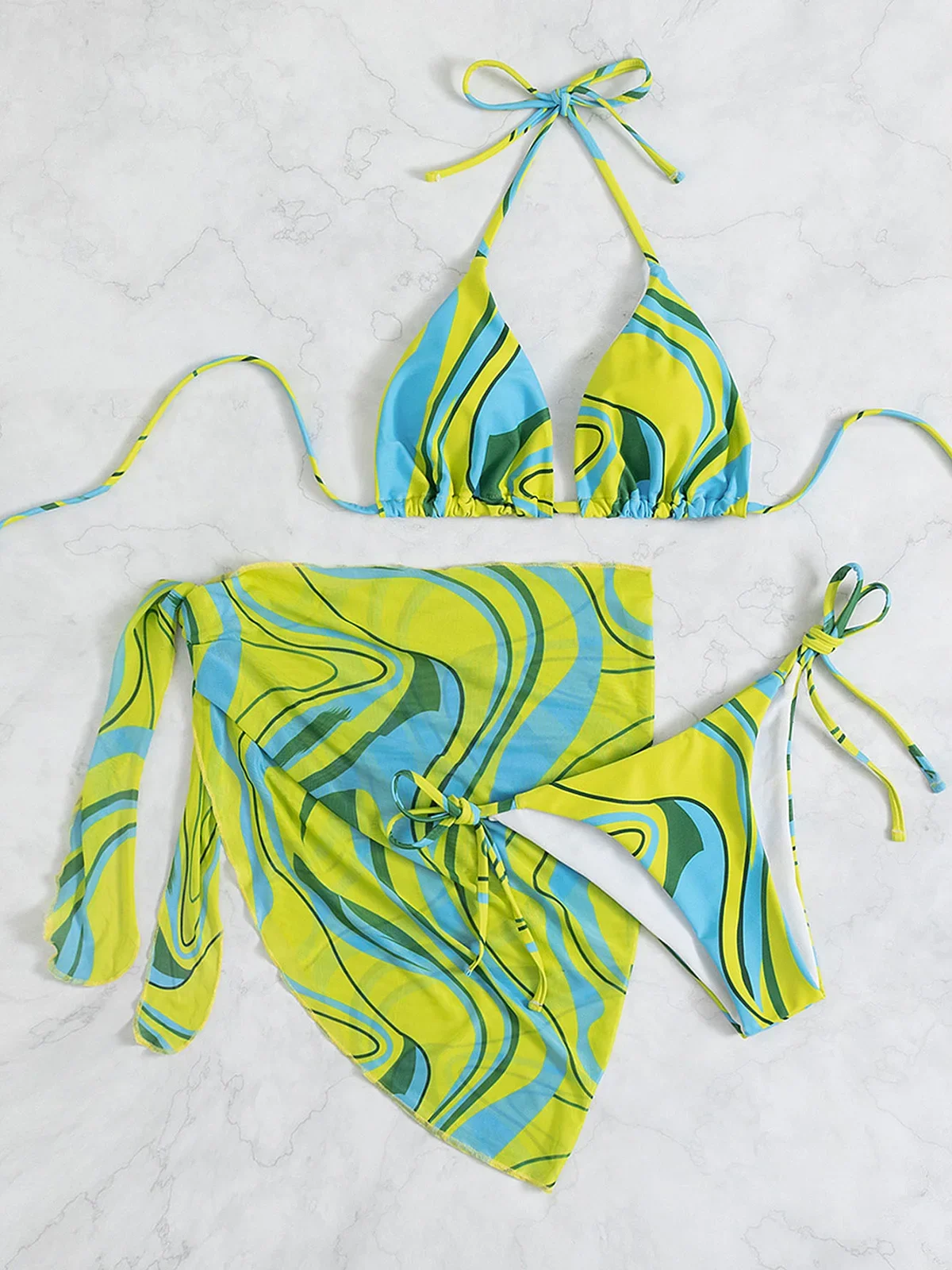 New With Sarong Printed Halter Bikini Women Swimwear Female Swimsuit Three-pieces Bikini set Bather Bathing Suit Swim Lady K3617
New With Sarong Printed Halter Bikini Women Swimwear Female Swimsuit Three-pieces Bikini set Bather Bathing Suit Swim Lady K3617