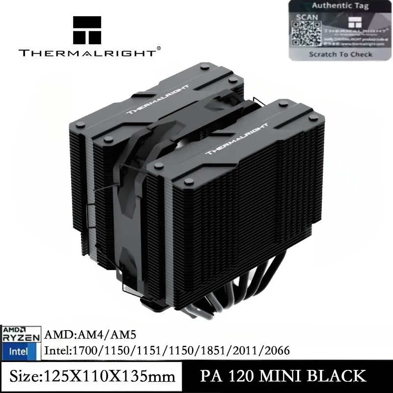 Thermalright Peerless Assassin 120 Mini Black CPU Cooler 120mm PWM Fan Double Tower Air Cooler for AM4/ AM5/Intel 1851/1700/115X
Thermalright Peerless Assassin 120 Mini Black CPU Cooler 120mm PWM Fan Double Tower Air Cooler for AM4/ AM5/Intel 1851/1700/115X
