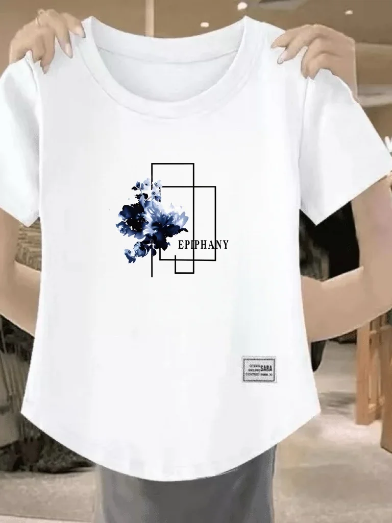 Summer plus Size Women's T-Shirt Short Sleeve Print Slimming Versatile Asymmetrical Hemline Mommy's Clothing Regular Fit roun...
Summer plus Size Women's T-Shirt Short Sleeve Print Slimming Versatile Asymmetrical Hemline Mommy's Clothing Regular Fit roun...
