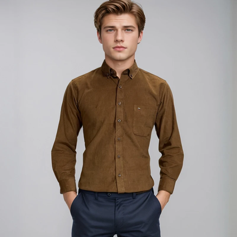 Мужские вельветовые рубашки из 100% хлопка с длинным рукавом, повседневные деловые классические рубашки обычного кроя для мужчин, мягкие удобные карманы для отдыха 
Мужские вельветовые рубашки из 100% хлопка с длинным рукавом, повседневные деловые классические рубашки обычного кроя для мужчин, мягкие удобные карманы для отдыха