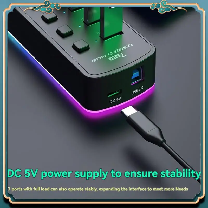 (Новый)-RGB USB 3.0-концентратор, 7 портов, адаптер USB-порта, 5 Гбит/с, индивидуальный переключатель включения/выключения, разветвитель, игровой USB-концентратор для портативного ПК, компьютера
(Новый)-RGB USB 3.0-концентратор, 7 портов, адаптер USB-порта, 5 Гбит/с, индивидуальный переключатель включения/выключения, разветвитель, игровой USB-концентратор для портативного ПК, компьютера