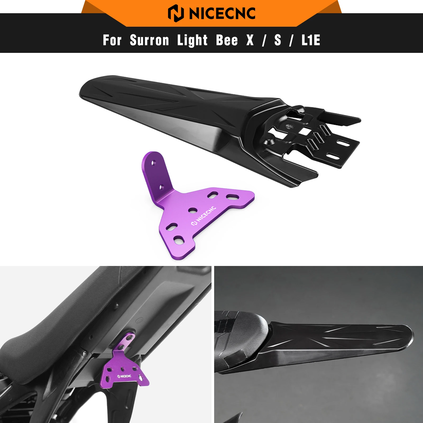 NICECNC For Surron Light Bee X Light Bee S Tail Light Mounting Bracket Extended Longer Rear Fender Electric Dirt Bike 2024 2025 
NICECNC For Surron Light Bee X Light Bee S Tail Light Mounting Bracket Extended Longer Rear Fender Electric Dirt Bike 2024 2025