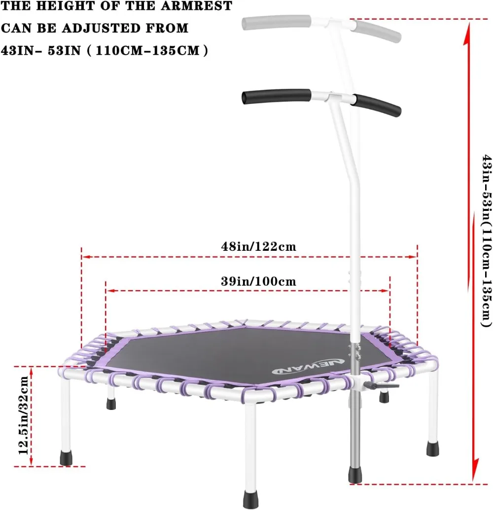 48'' Fitness Trampoline with Adjustable Handle Bar, Silent Trampoline Bungee Rebounder Jumping Cardio
48'' Fitness Trampoline with Adjustable Handle Bar, Silent Trampoline Bungee Rebounder Jumping Cardio