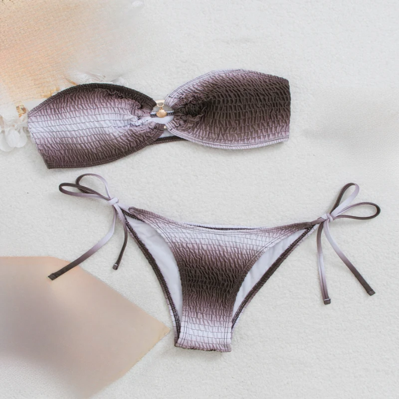 Vintage Gradient Print Sexy Strapless Women's Beach Bikini Swimsuit
Vintage Gradient Print Sexy Strapless Women's Beach Bikini Swimsuit
