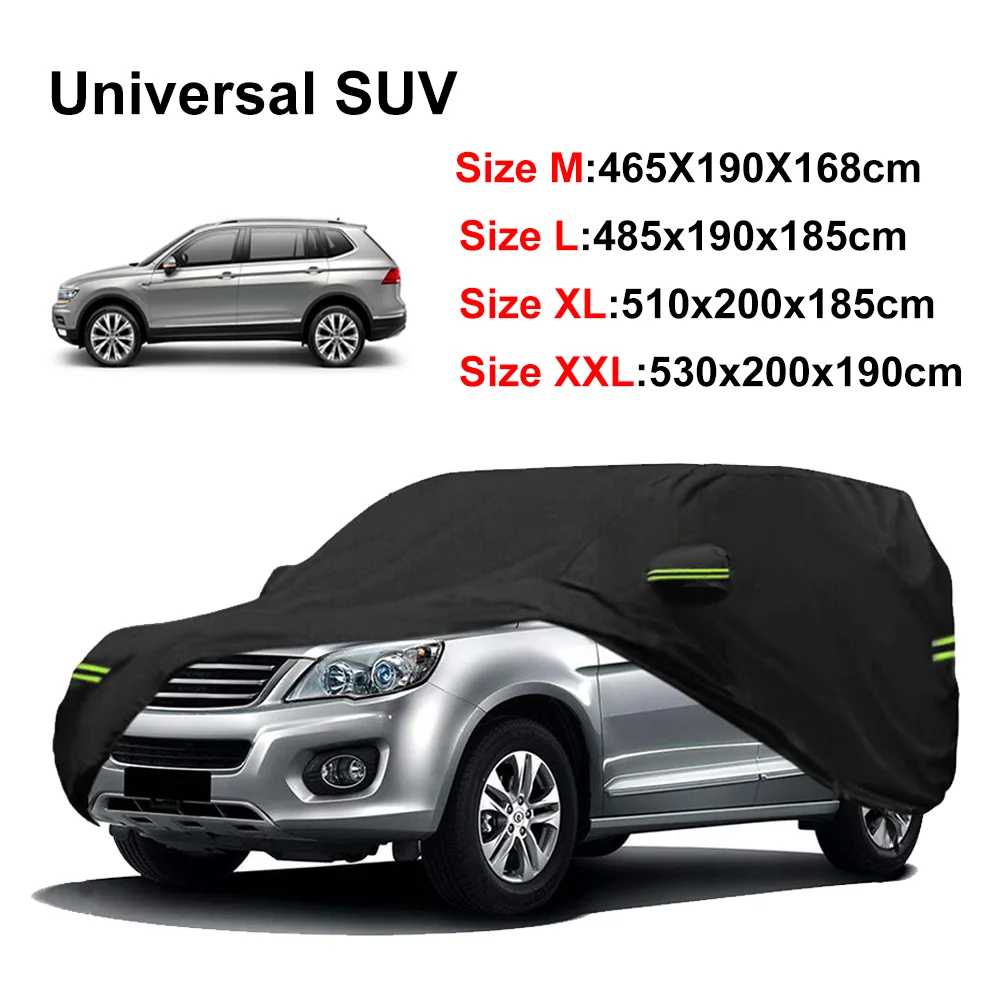 190T Car Cover For SUV Universal All Weather Protection Waterproof Dustproof UV Sunscreen Reflective Strip With Windproof Buckle
190T Car Cover For SUV Universal All Weather Protection Waterproof Dustproof UV Sunscreen Reflective Strip With Windproof Buckle