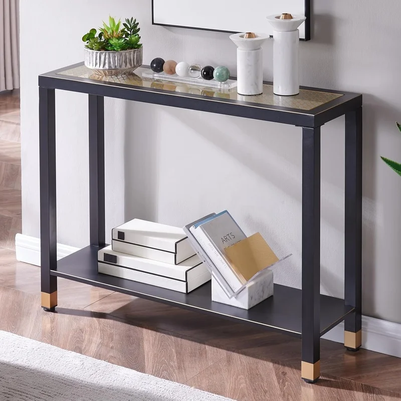 Gold & Black 2-Tier Narrow Console Table with Shelves, 41" Entryway Sofa Table for Hallway, Foyer, Living Room, Corridor, Office
Gold & Black 2-Tier Narrow Console Table with Shelves, 41" Entryway Sofa Table for Hallway, Foyer, Living Room, Corridor, Office