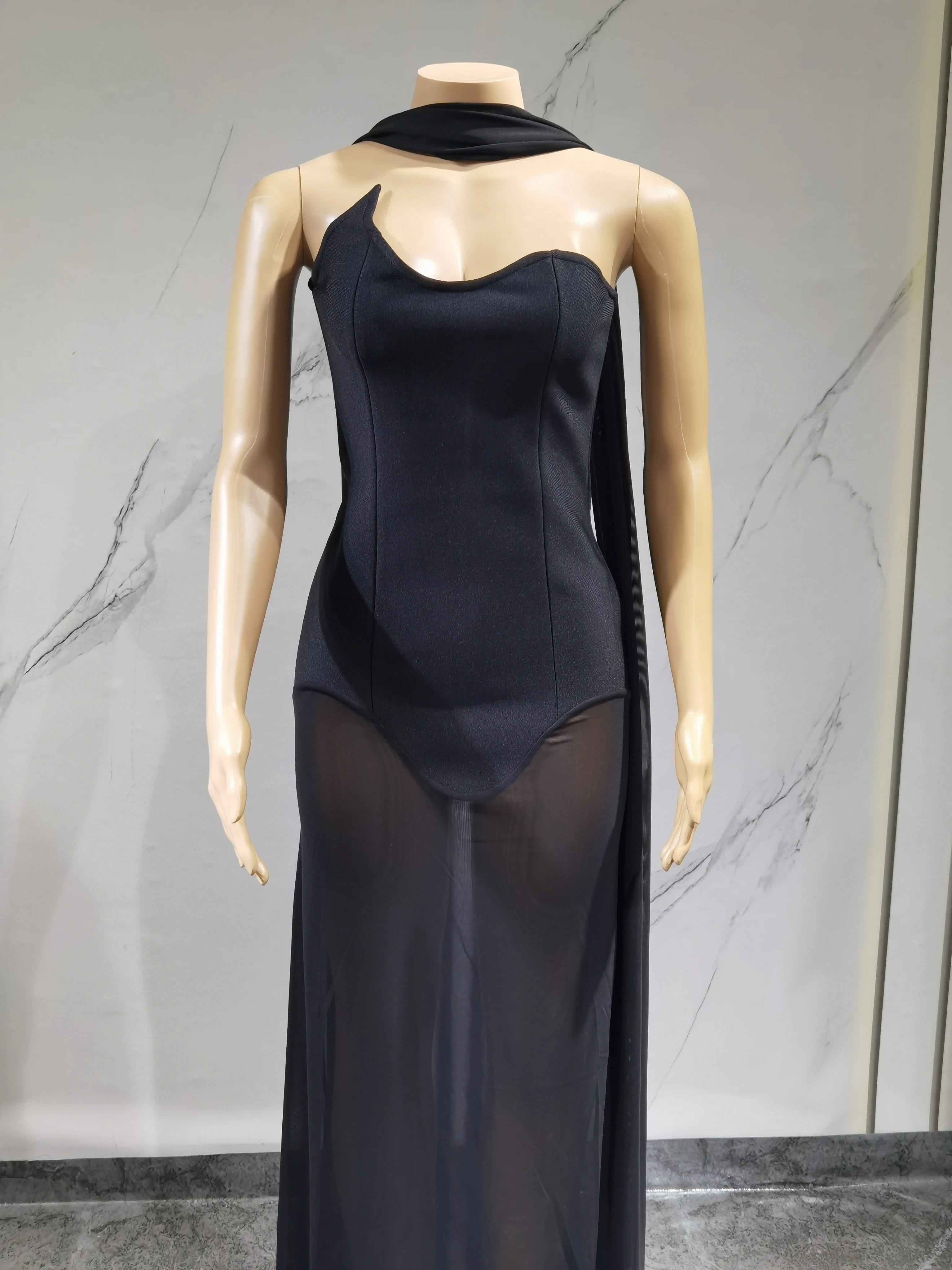 Sexy Strapless Long Bandage Dress Black Mesh Patchwork Elegant Women Blackless Evening Party Gowns Bodycon Birthday Dresses
Sexy Strapless Long Bandage Dress Black Mesh Patchwork Elegant Women Blackless Evening Party Gowns Bodycon Birthday Dresses