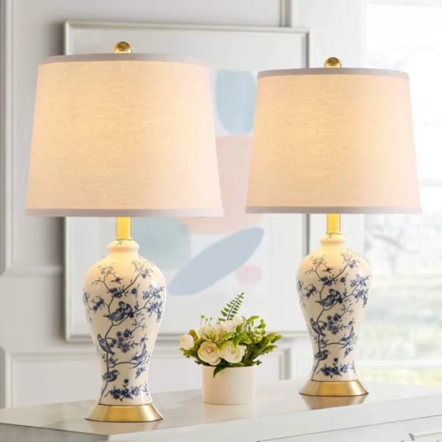 24" Chinoiserie Modern Ceramic Small Table Lamps Set of 2 for Bedroom and Beige Bird Pattern Traditional Classic Table Lamp for
24" Chinoiserie Modern Ceramic Small Table Lamps Set of 2 for Bedroom and Beige Bird Pattern Traditional Classic Table Lamp for