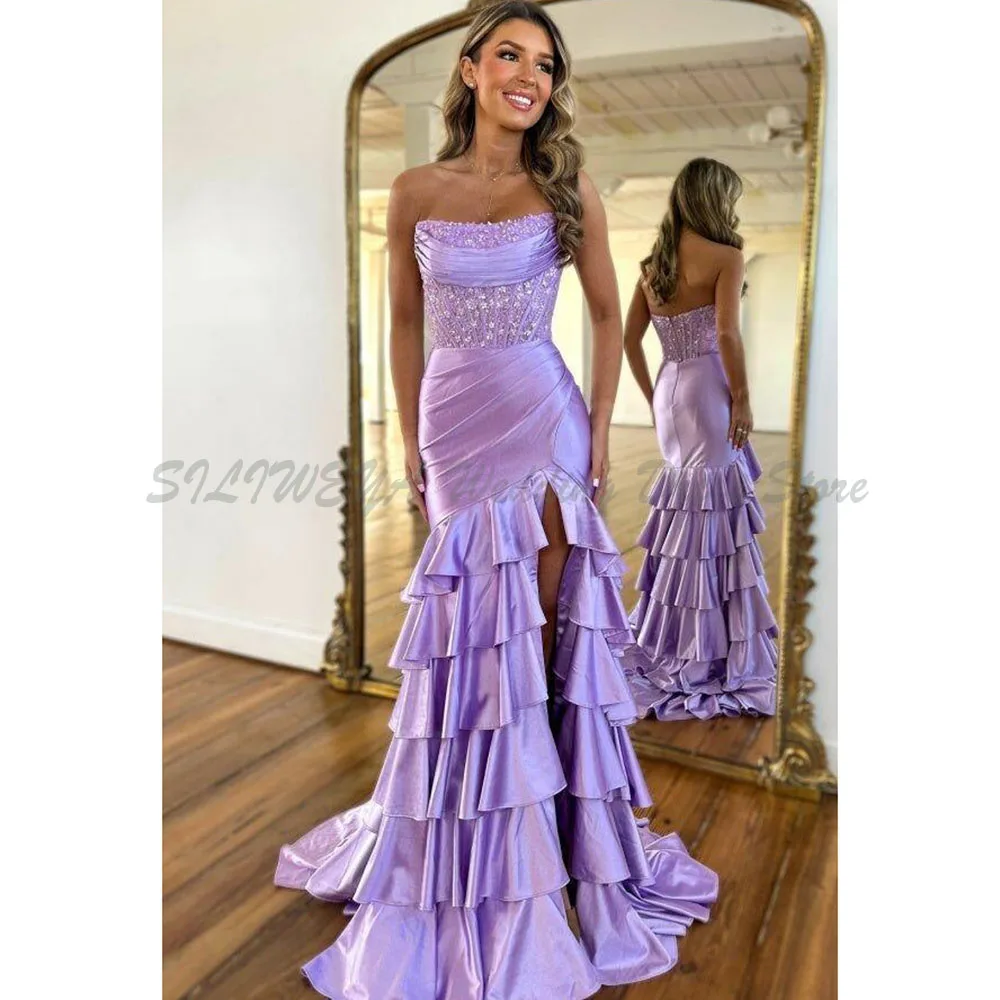 Strapless Purple Energy Sleeveless Evening Gowns Celebrity Sequins Wrinkle Slice Wrap Buttocks Vent Fashion Style Female Gowns
Strapless Purple Energy Sleeveless Evening Gowns Celebrity Sequins Wrinkle Slice Wrap Buttocks Vent Fashion Style Female Gowns