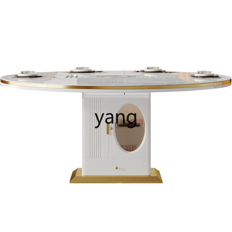LMM light luxury rock slab with vegetable board turntable dining table modern simple telescopic home dining table
LMM light luxury rock slab with vegetable board turntable dining table modern simple telescopic home dining table