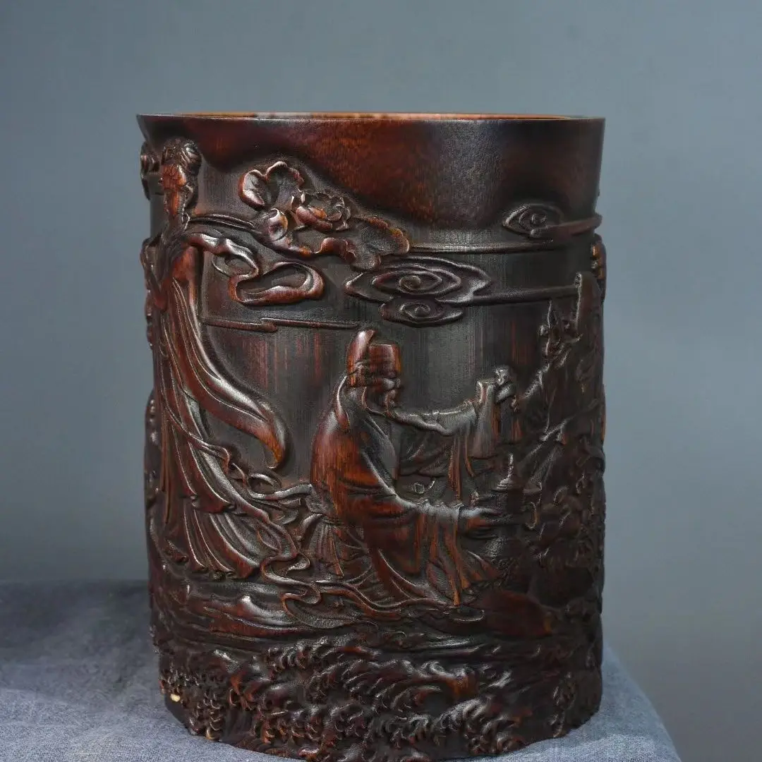 Carved Eight Immortals Natural Bamboo Brush Pot Pen Holder Chinese Study Desk Supplies Exquisite Carving handicraft
Carved Eight Immortals Natural Bamboo Brush Pot Pen Holder Chinese Study Desk Supplies Exquisite Carving handicraft